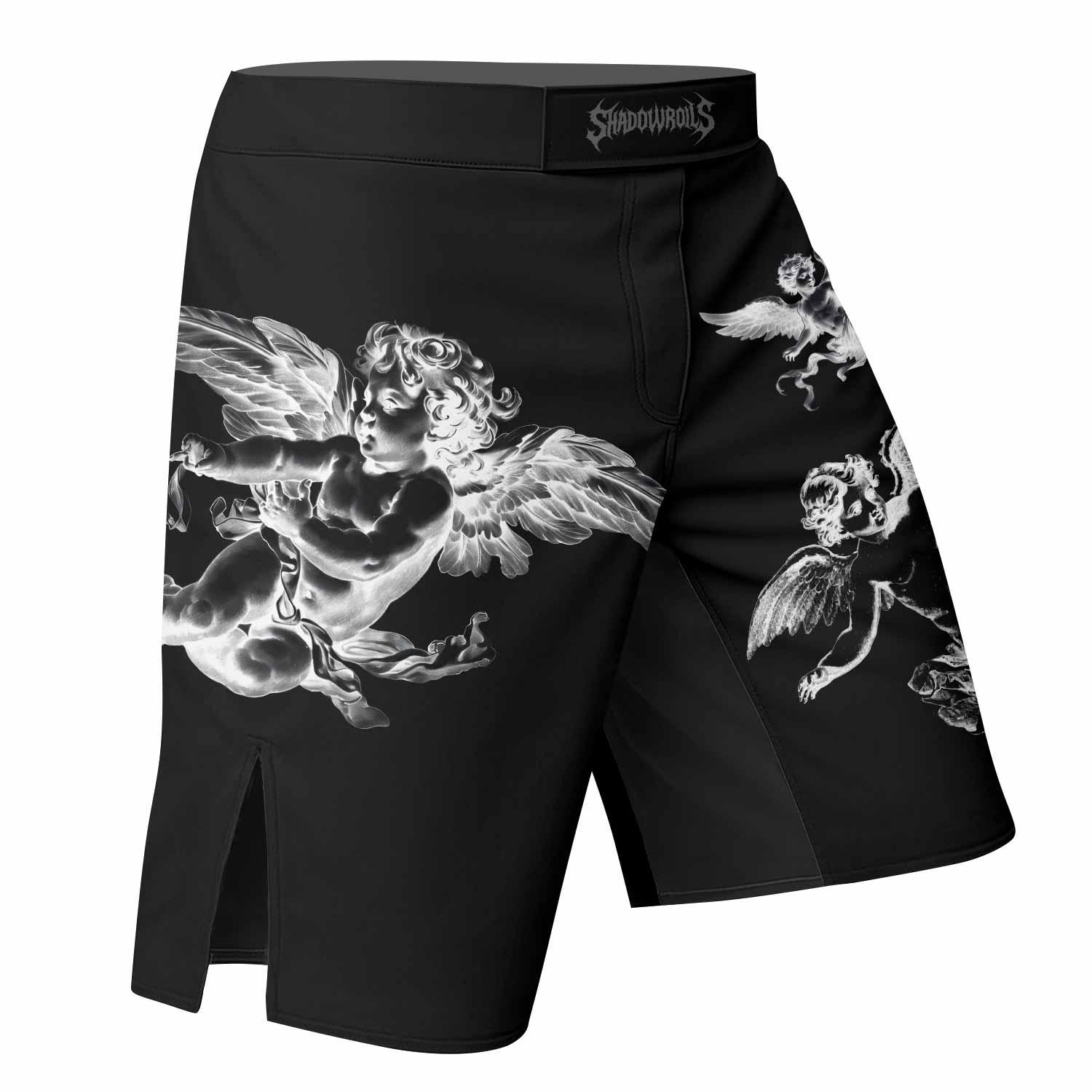Angels of Solace Fight Shorts - right side mockup