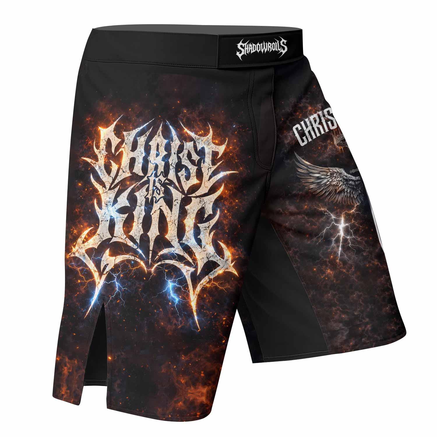 Christ is King Fight Shorts - right side mockup