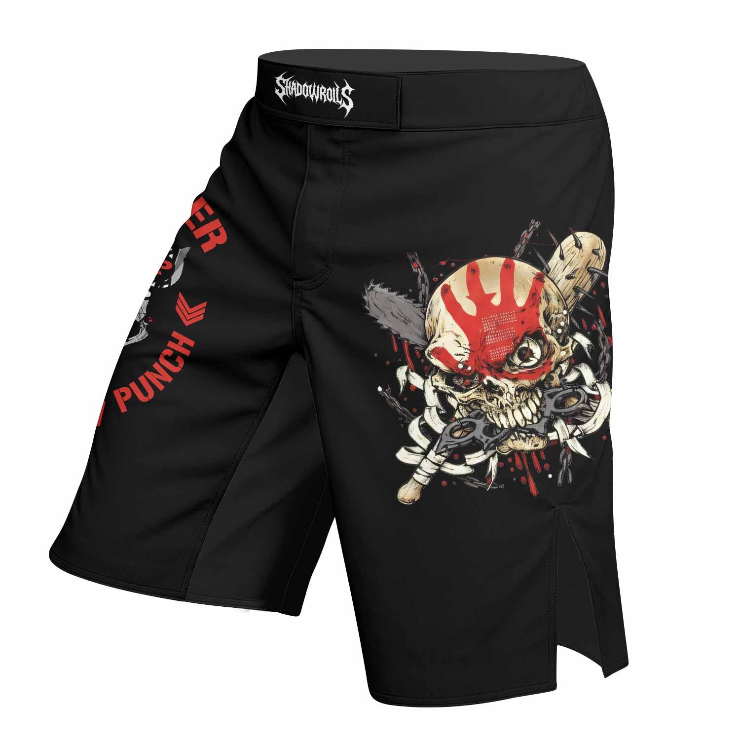 Five Finger Death Punch Shadowrolls Fight Shorts - left side mockup