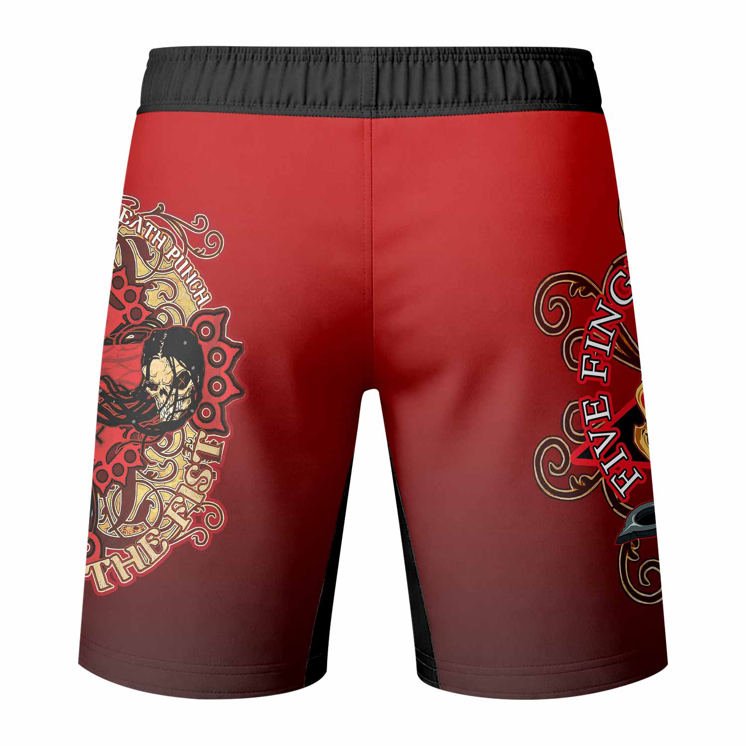 5FDP Five Finger Death Punch Fight Shorts - back view mockup