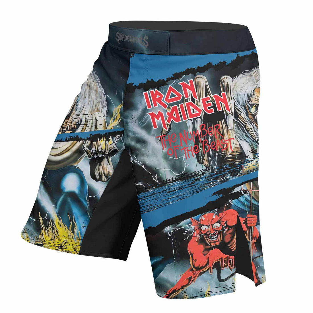 Iron Maiden The Number of the Beast Fight Shorts - right side mockup