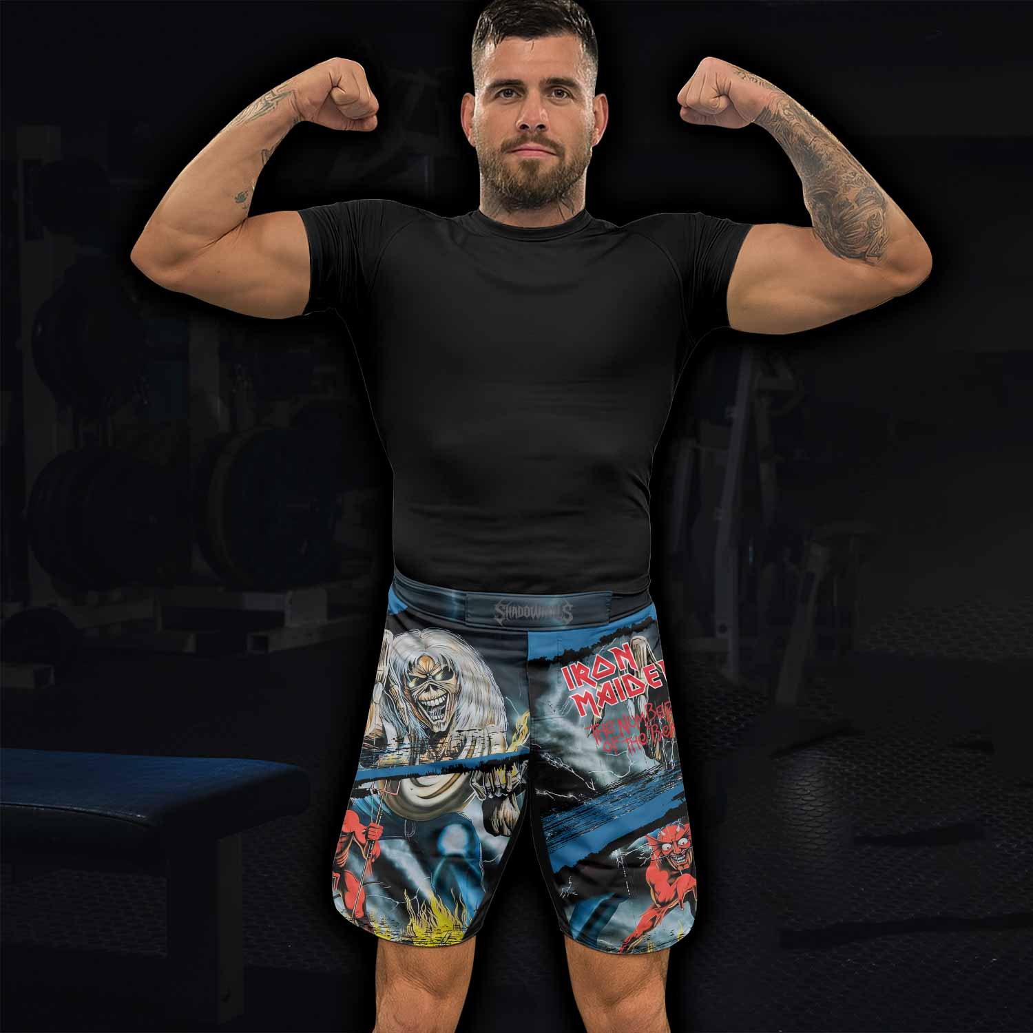Iron Maiden The Number of the Beast Fight Shorts - lifestyle view