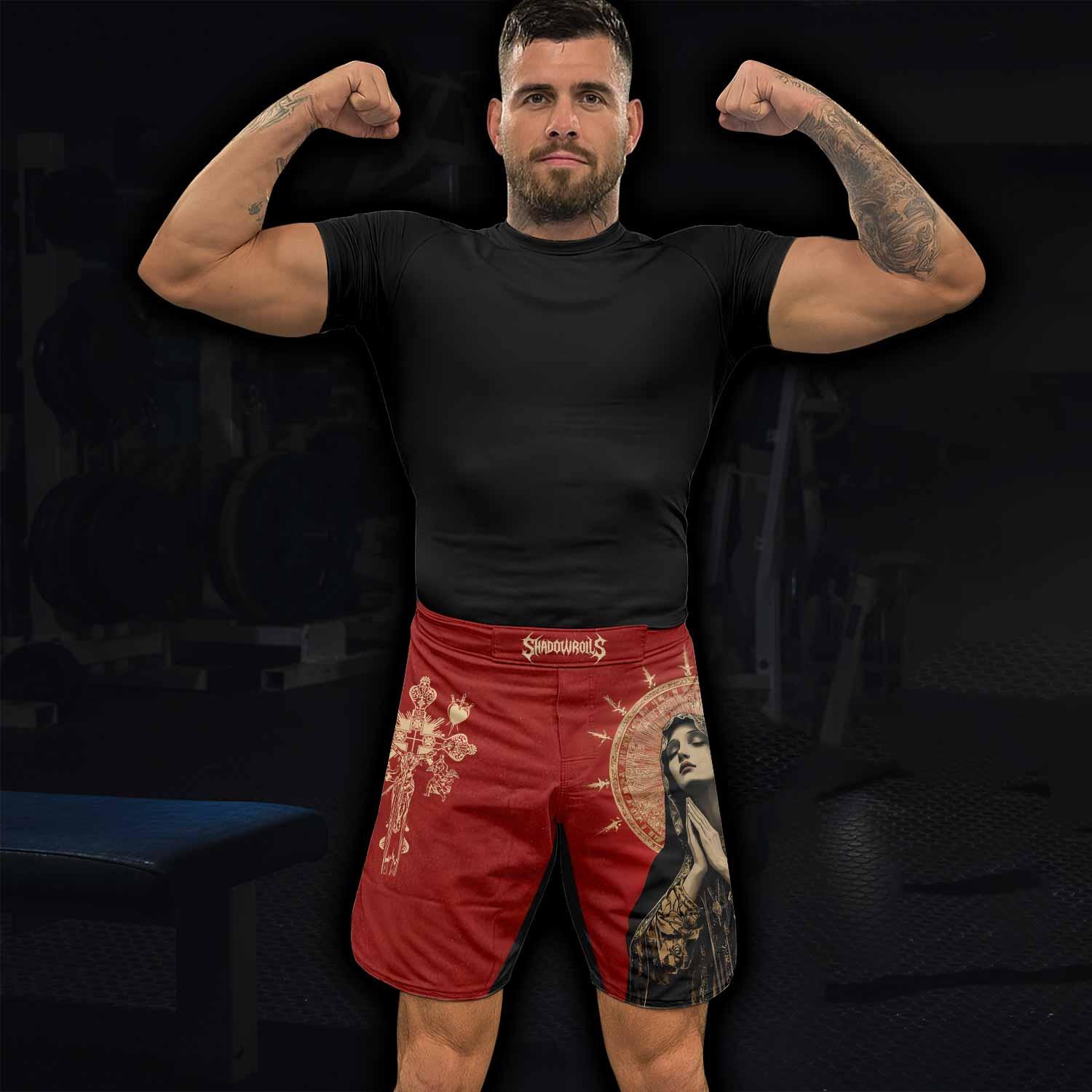 Mother of Sorrows Fight Shorts - lifestyle view