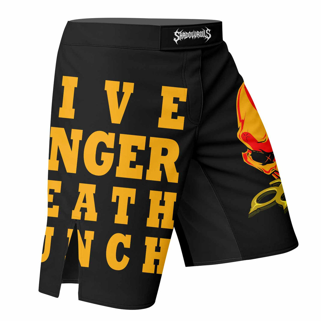 Five Finger Death Punch Camo Fight Shorts - right side mockup