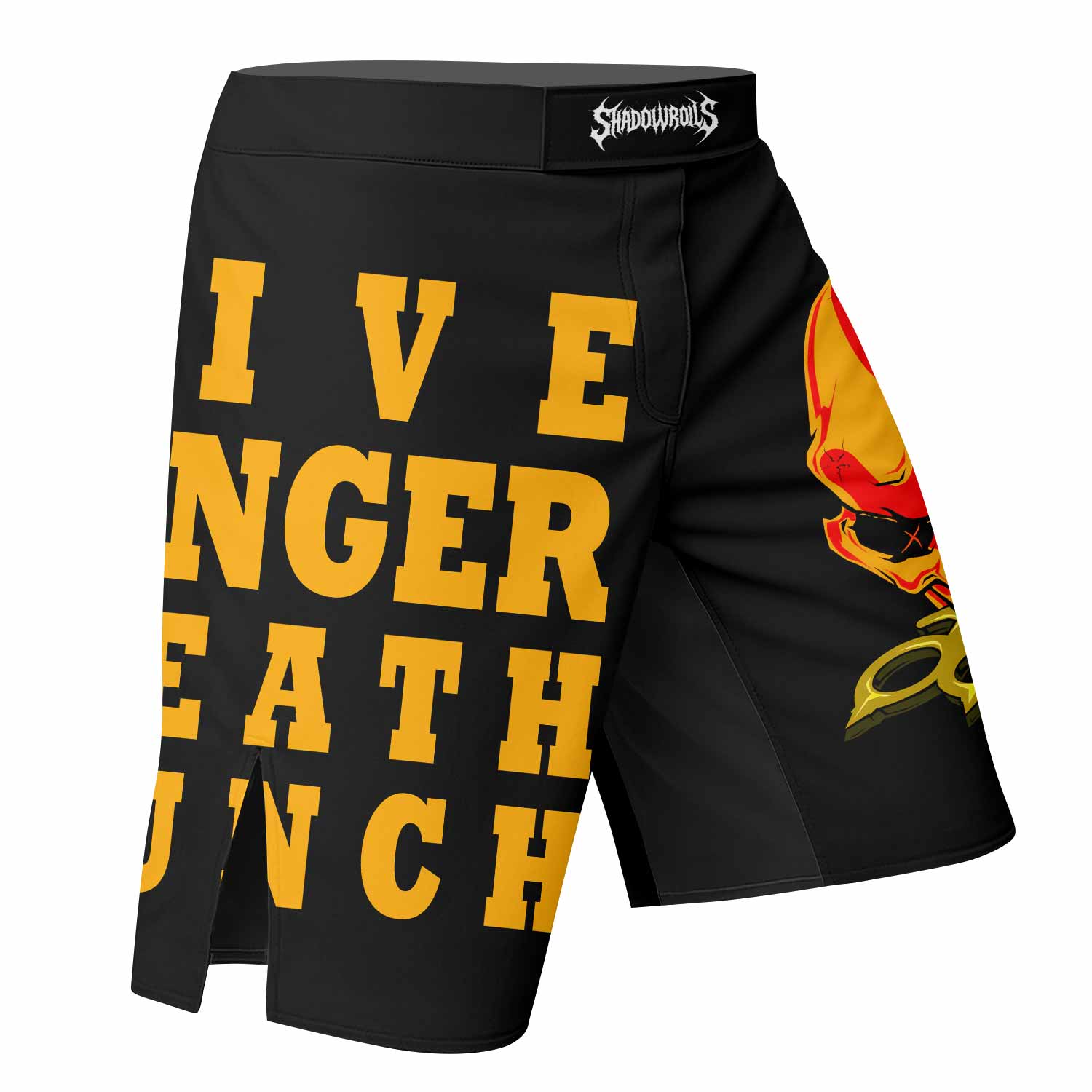 Five Finger Death Punch Camo Fight Shorts - right side mockup