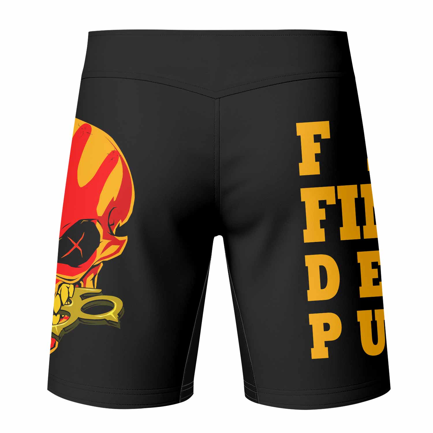 Five Finger Death Punch Camo Fight Shorts - back view mockup
