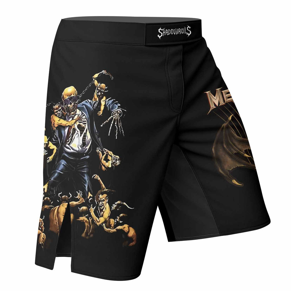 Megadeth Holy Wars 991 Wild Oats Fight Shorts - right side mockup