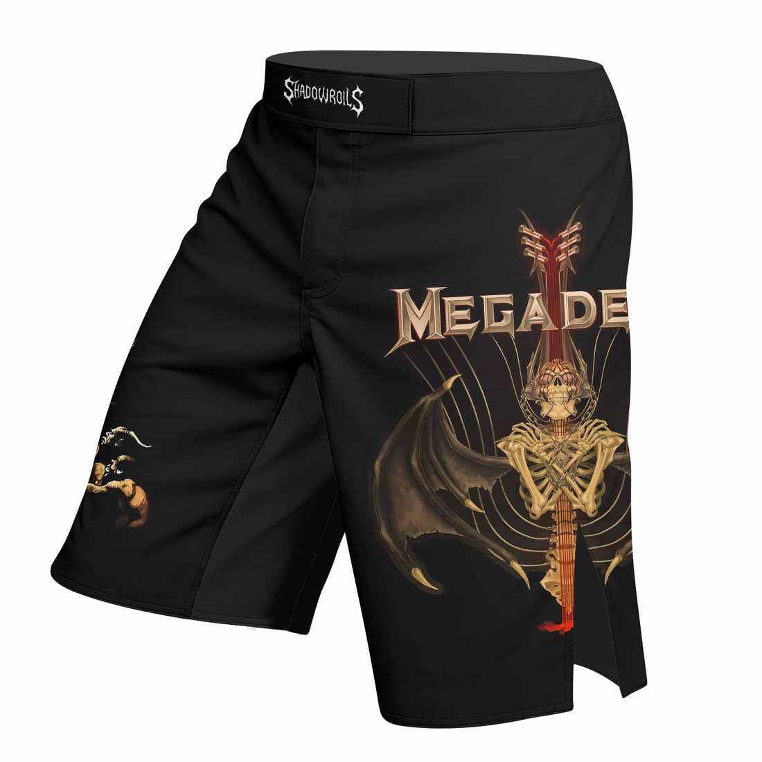 Megadeth Holy Wars 991 Wild Oats Fight Shorts - right side mockup
