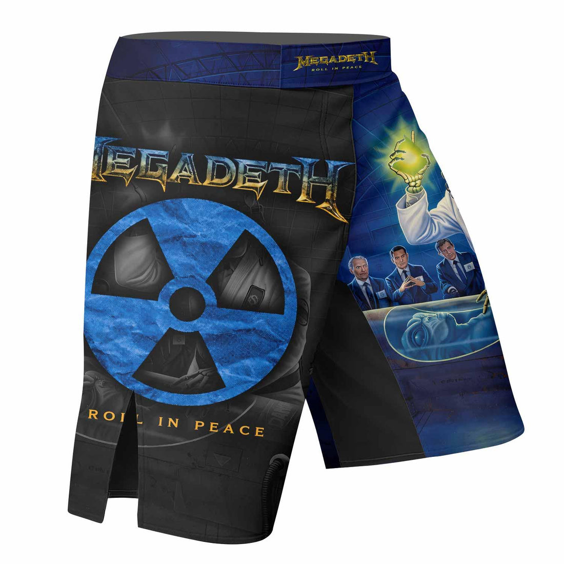 Megadeth Roll In Peace Fight Shorts - right side mockup