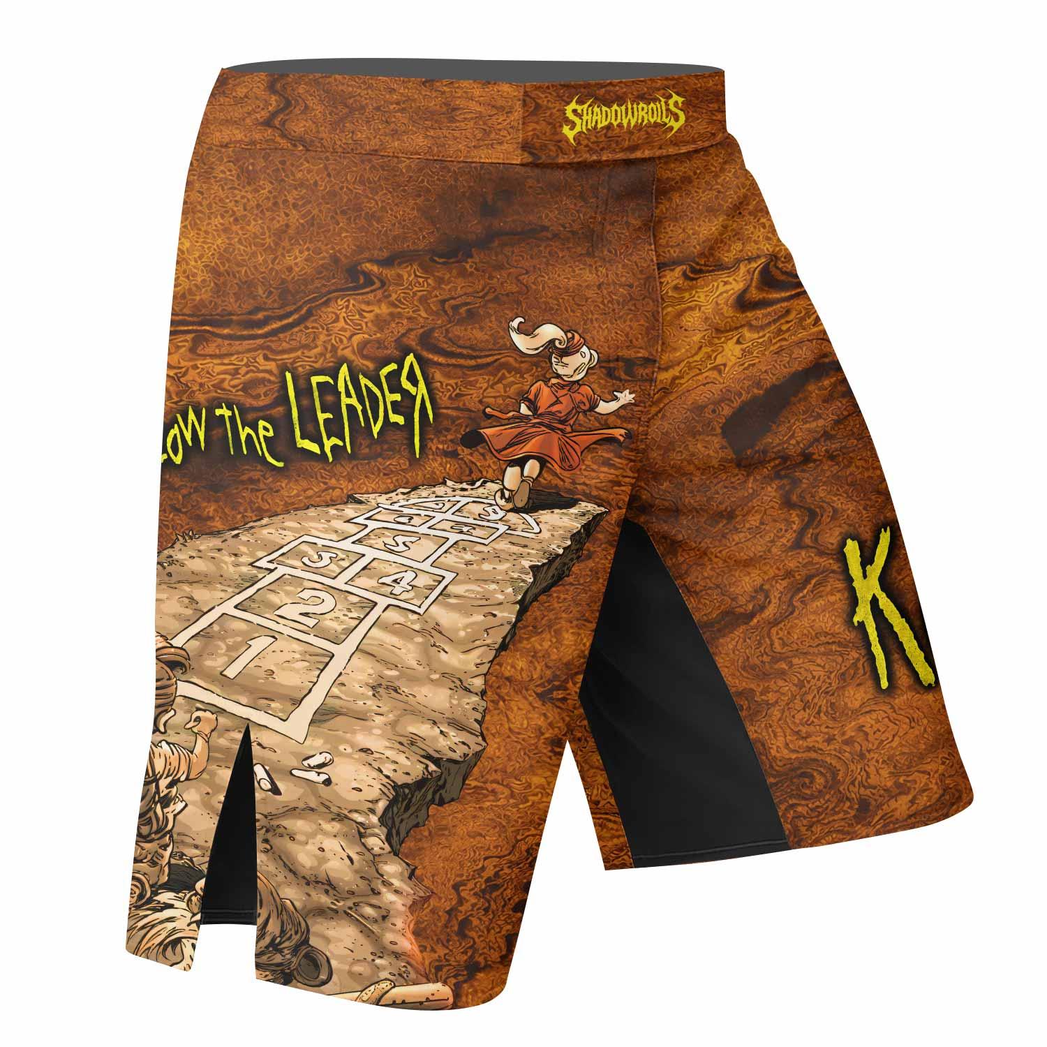 Follow the Leader Korn Fight Shorts - right side mockup