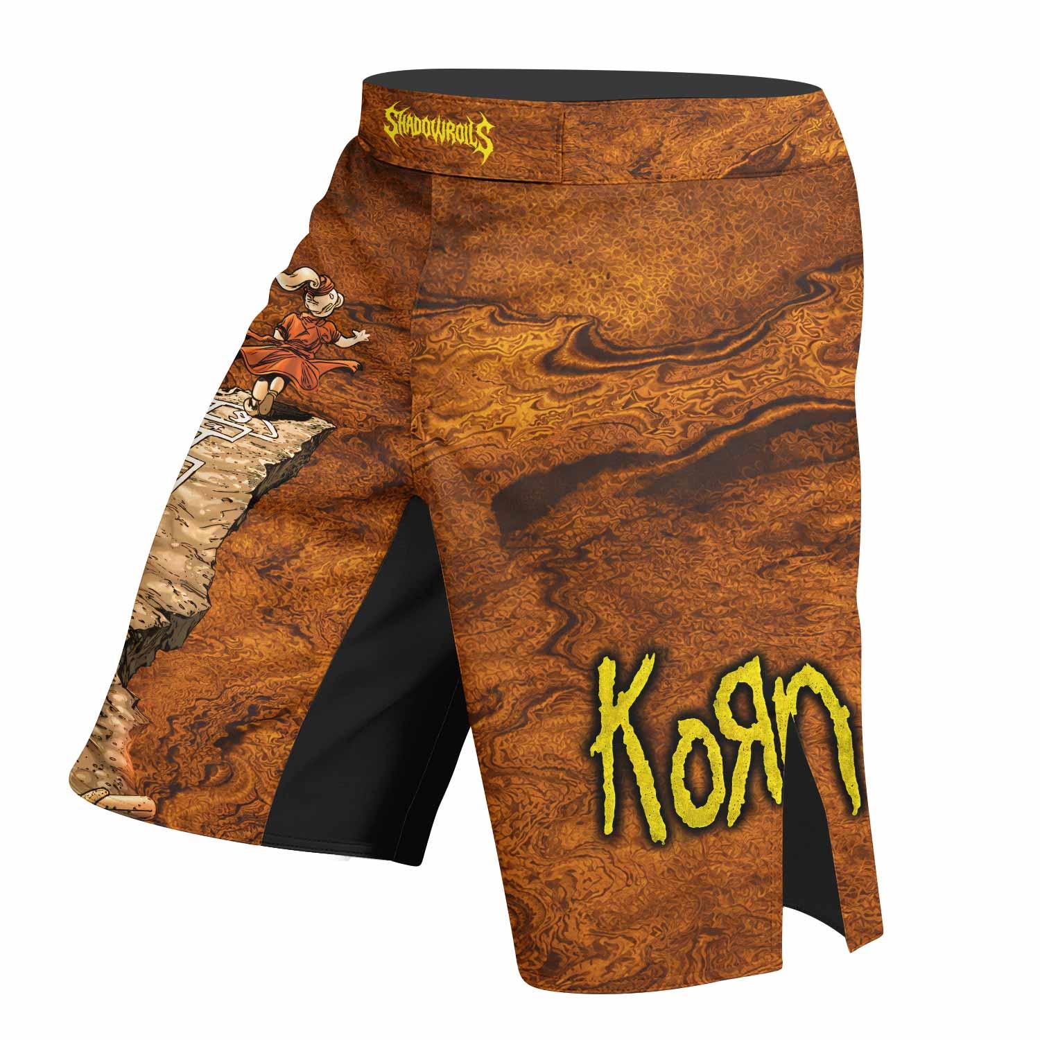 Follow the Leader Korn Fight Shorts - left side mockup