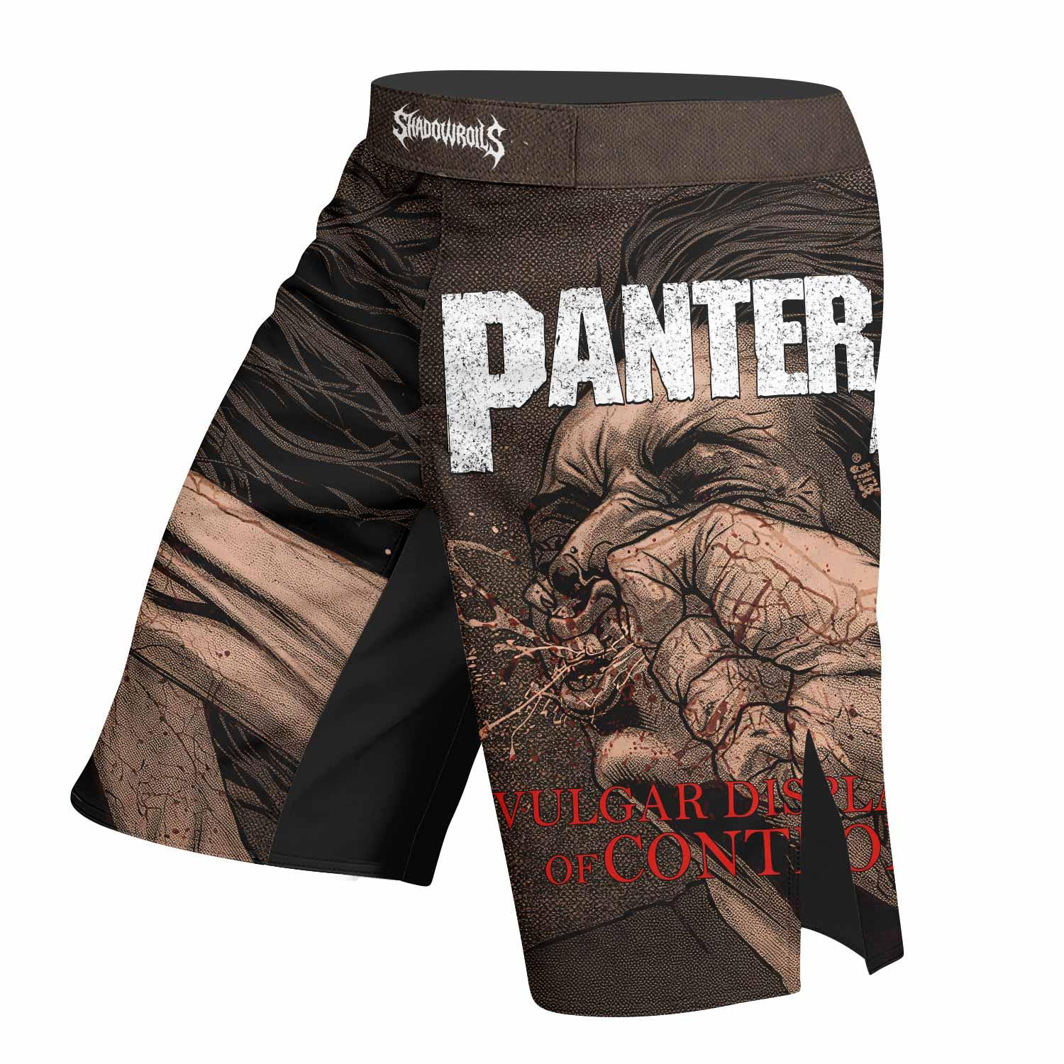 Pantera Vulgar Display Of Control Fight Shorts - left side mockup