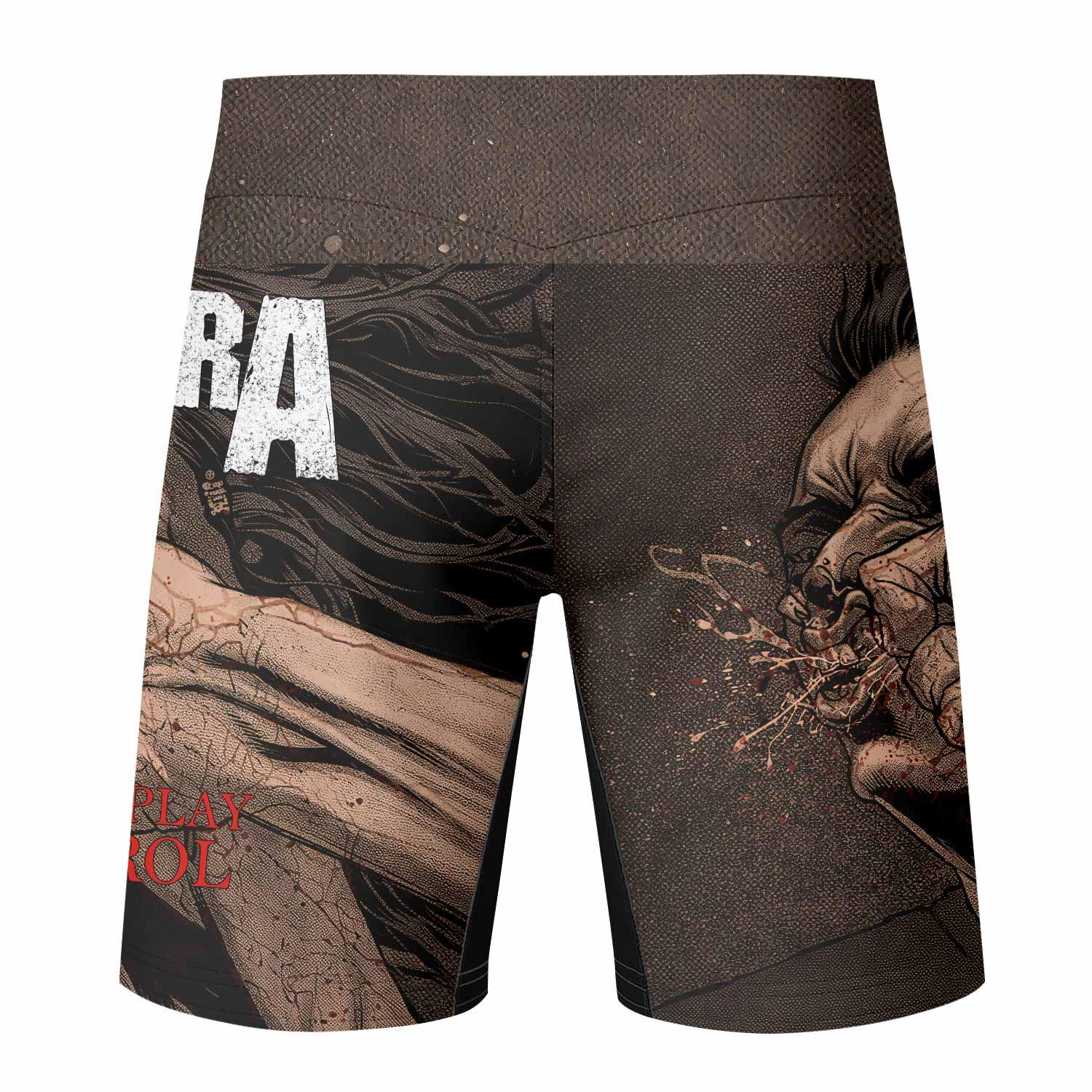 Pantera Vulgar Display Of Control Fight Shorts - back view mockup