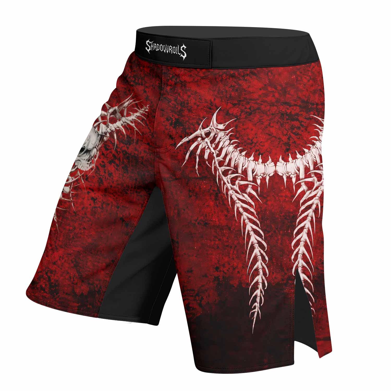 Blood Spine Skull Fight Shorts - left side mockup
