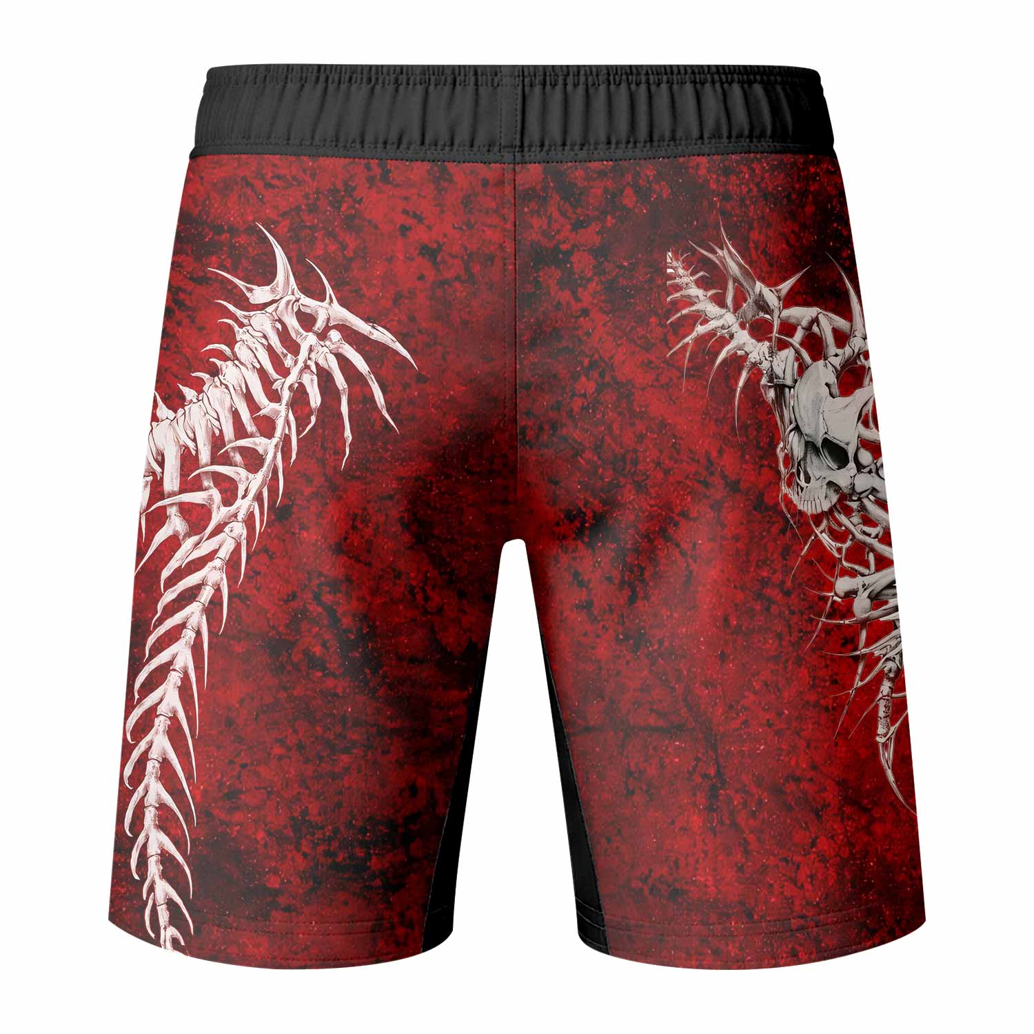 Blood Spine Skull Fight Shorts - back view mockup