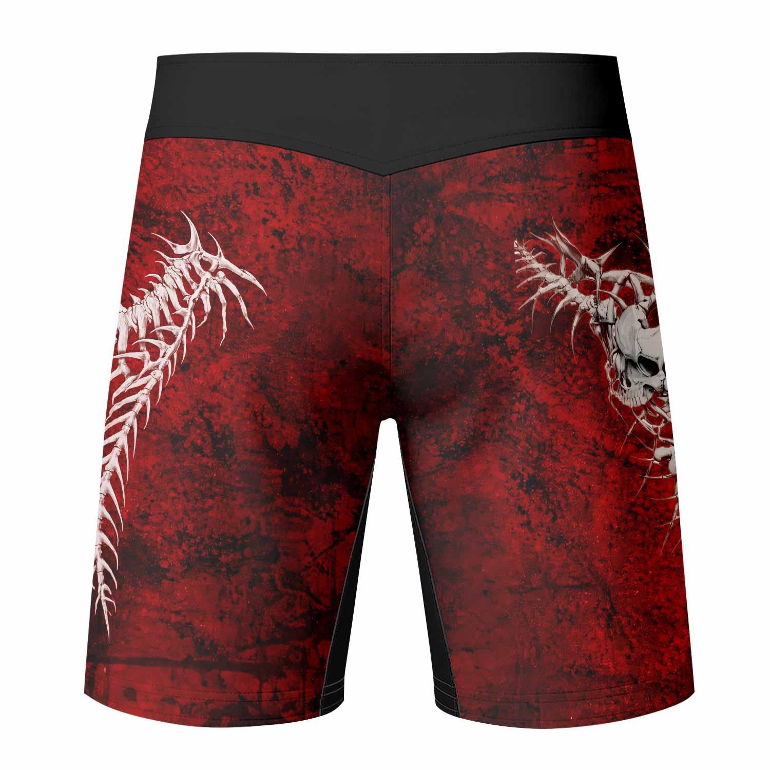 Blood Spine Skull Fight Shorts - back view mockup