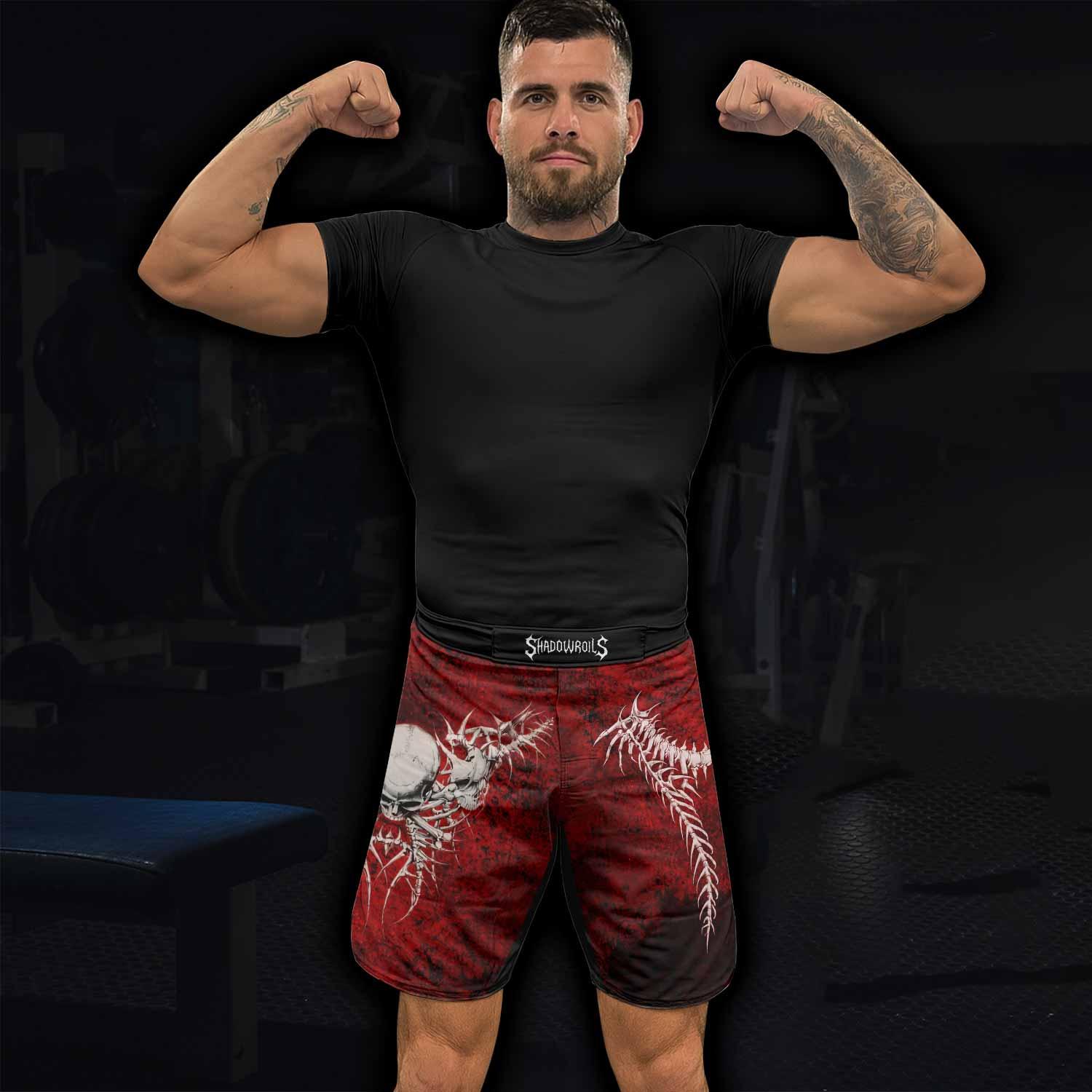 Blood Spine Skull Fight Shorts - lifestyle view