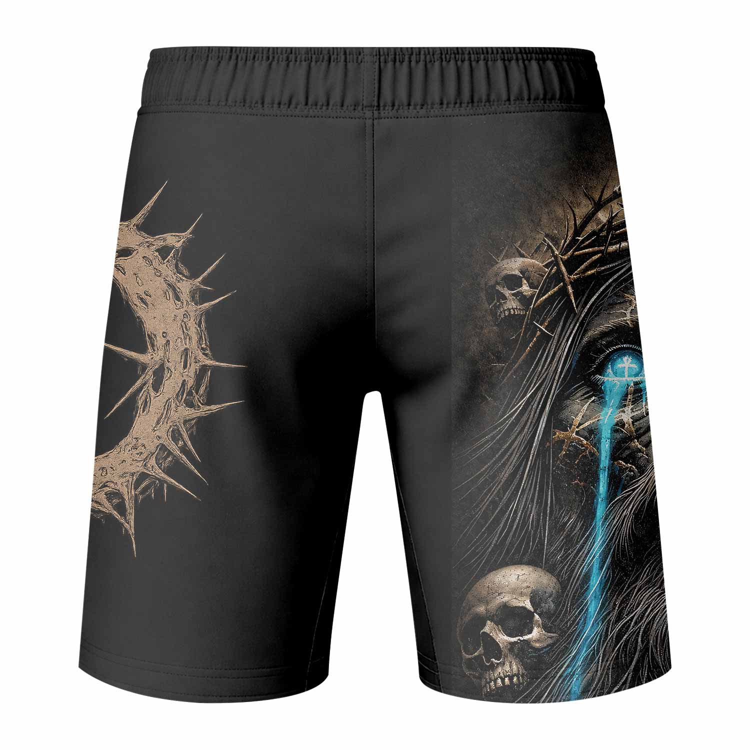 Tears Of Christ Fight Shorts - back view mockup