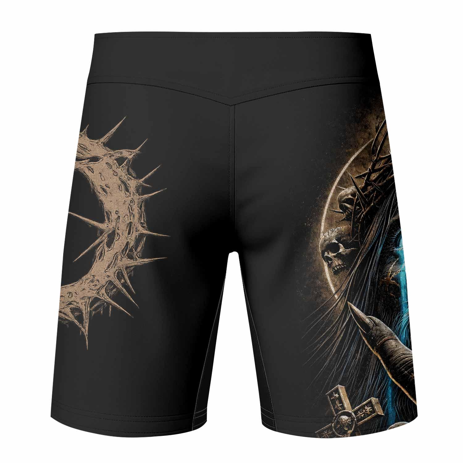 Tears Of Christ Fight Shorts - back view mockup