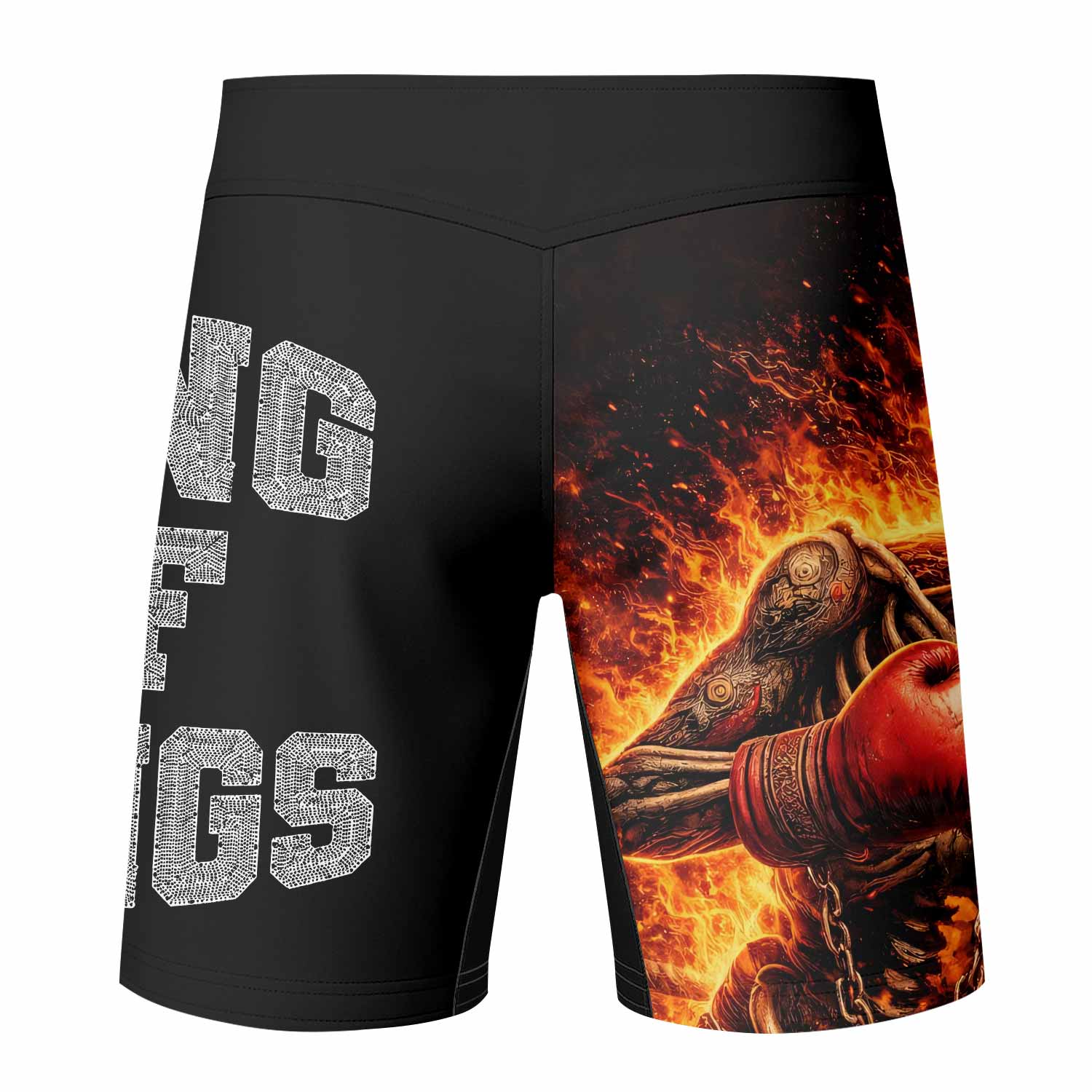 Saint King of Kings Fight Shorts - back view mockup