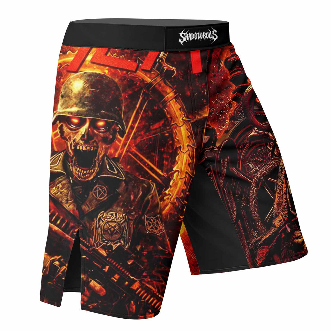 Slayer Goat Skull Fight Shorts - right side mockup