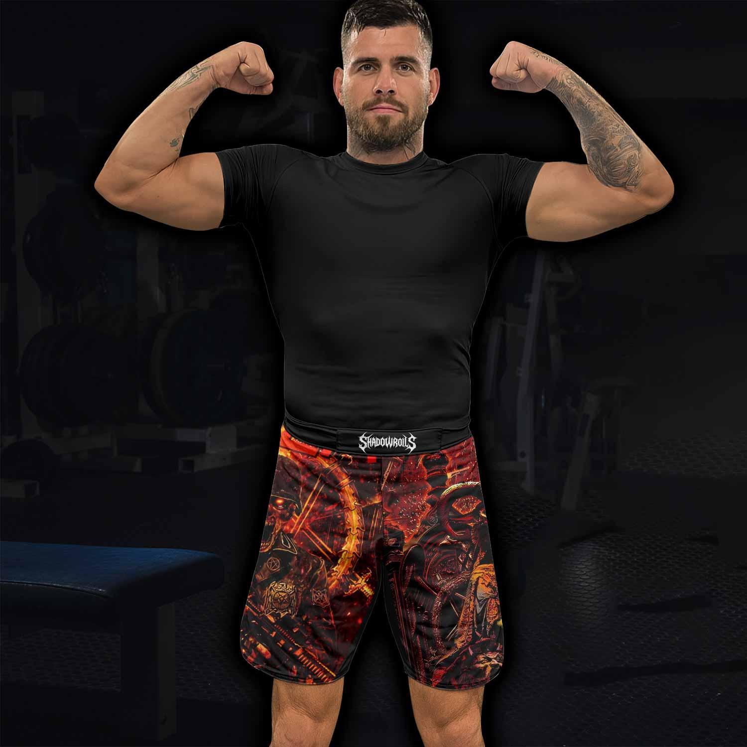 Slayer Goat Skull Fight Shorts - lifestyle view
