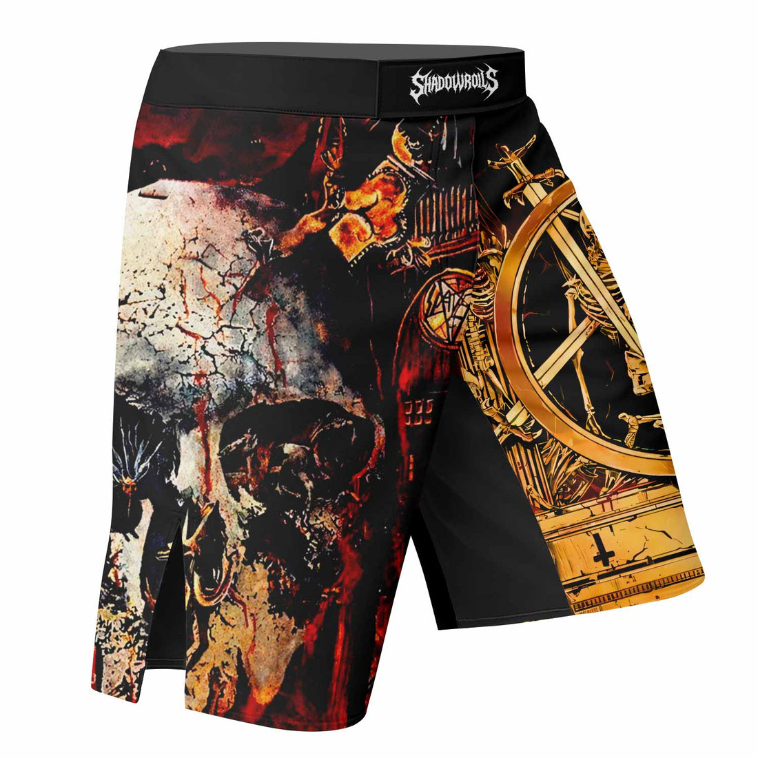 Slayer South Of Heaven Fight Shorts - right side mockup