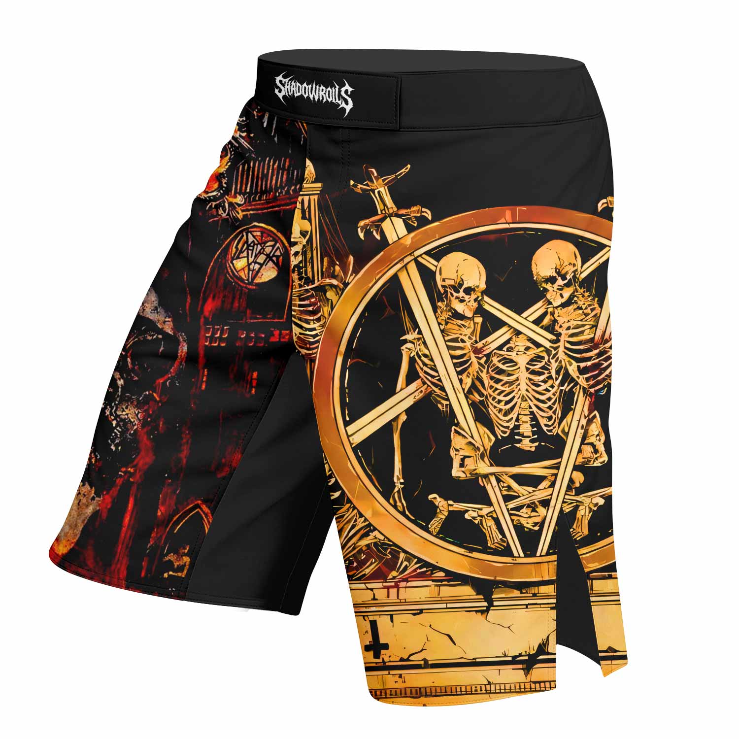 Slayer South Of Heaven Fight Shorts - left side mockup