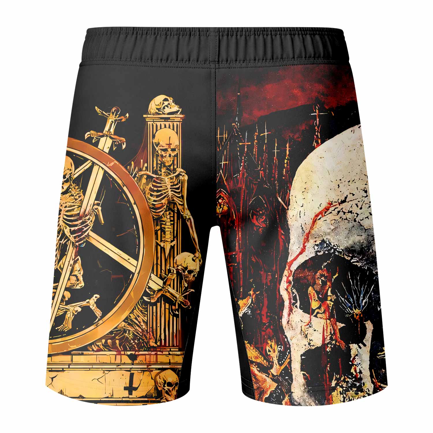 Slayer South Of Heaven Fight Shorts - back view mockup