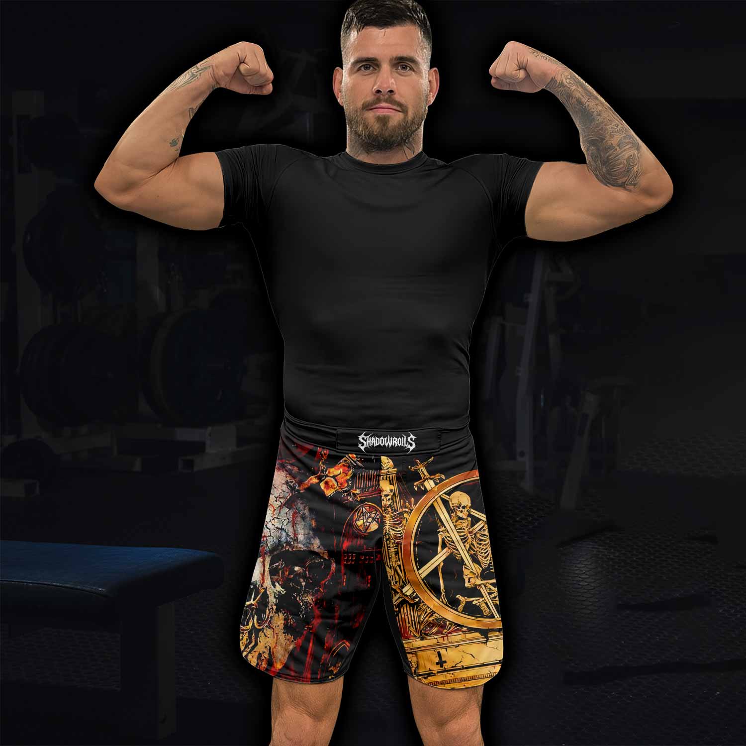 Slayer South Of Heaven Fight Shorts - lifestyle view
