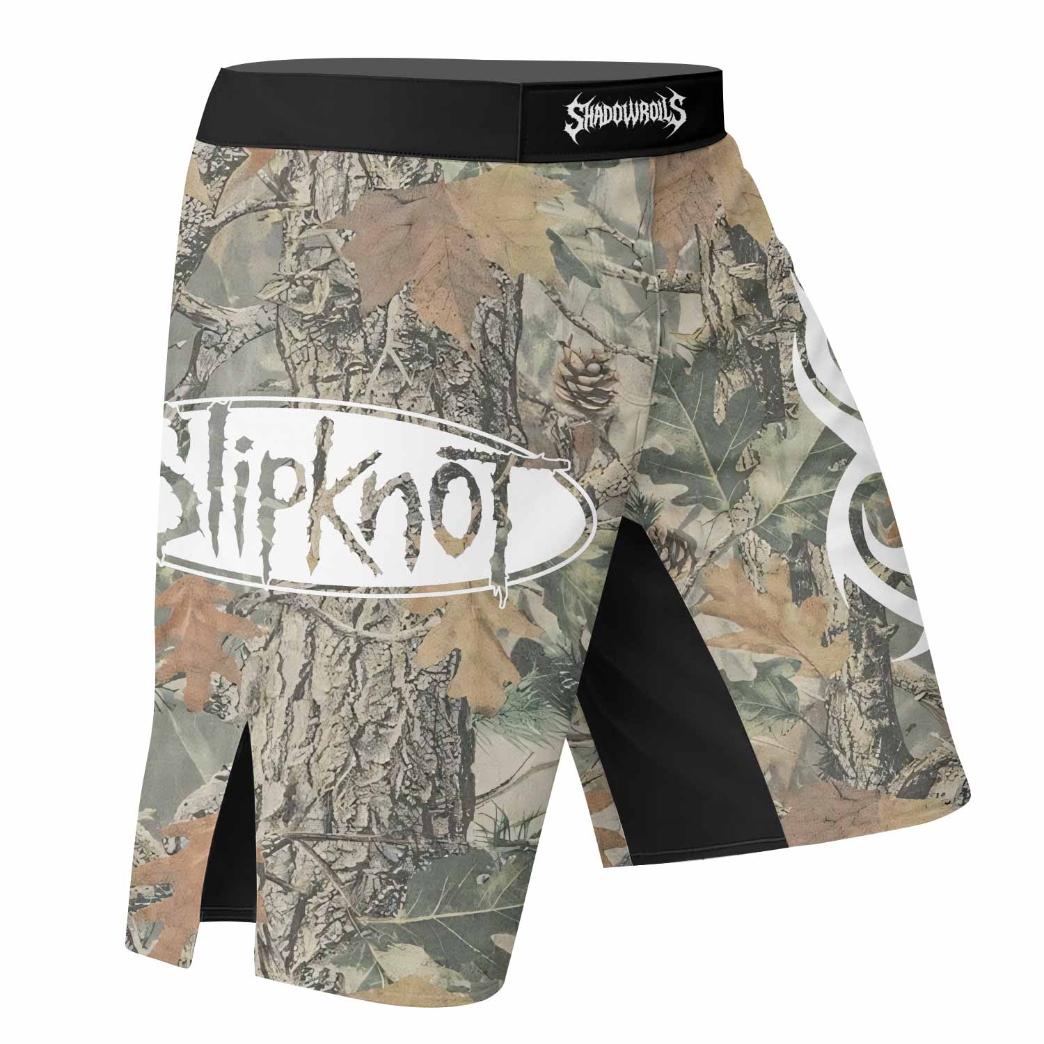 Slipknot Forest Camo Fight Shorts - right side mockup