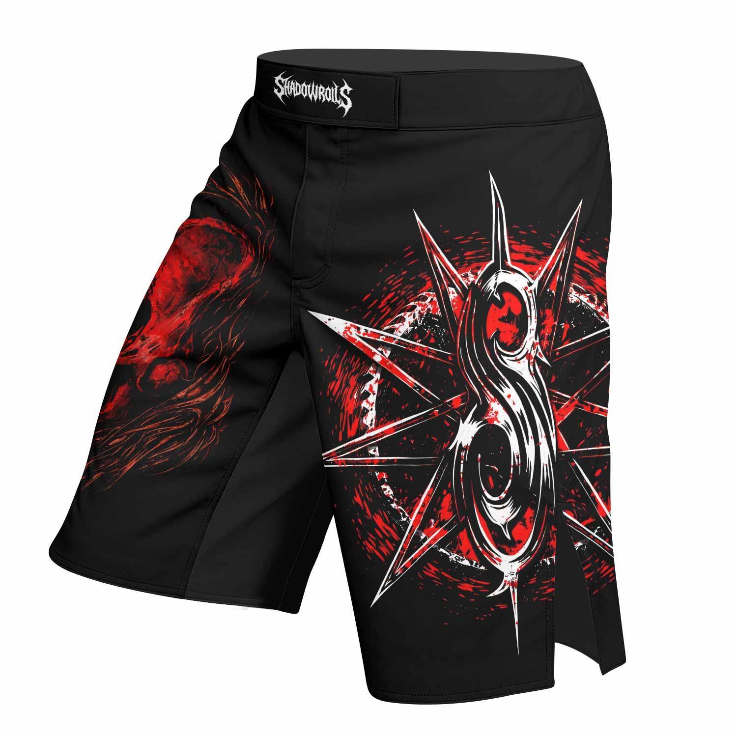 Slipknot Crimson Ribcage Fight Shorts - left side mockup