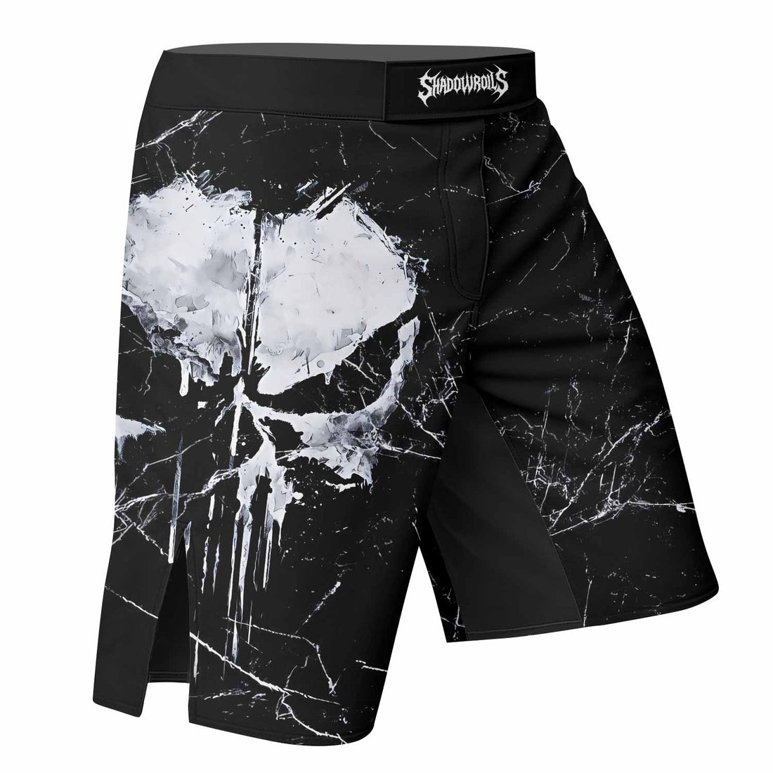 Punisher War Skull Fight Shorts - right side mockup