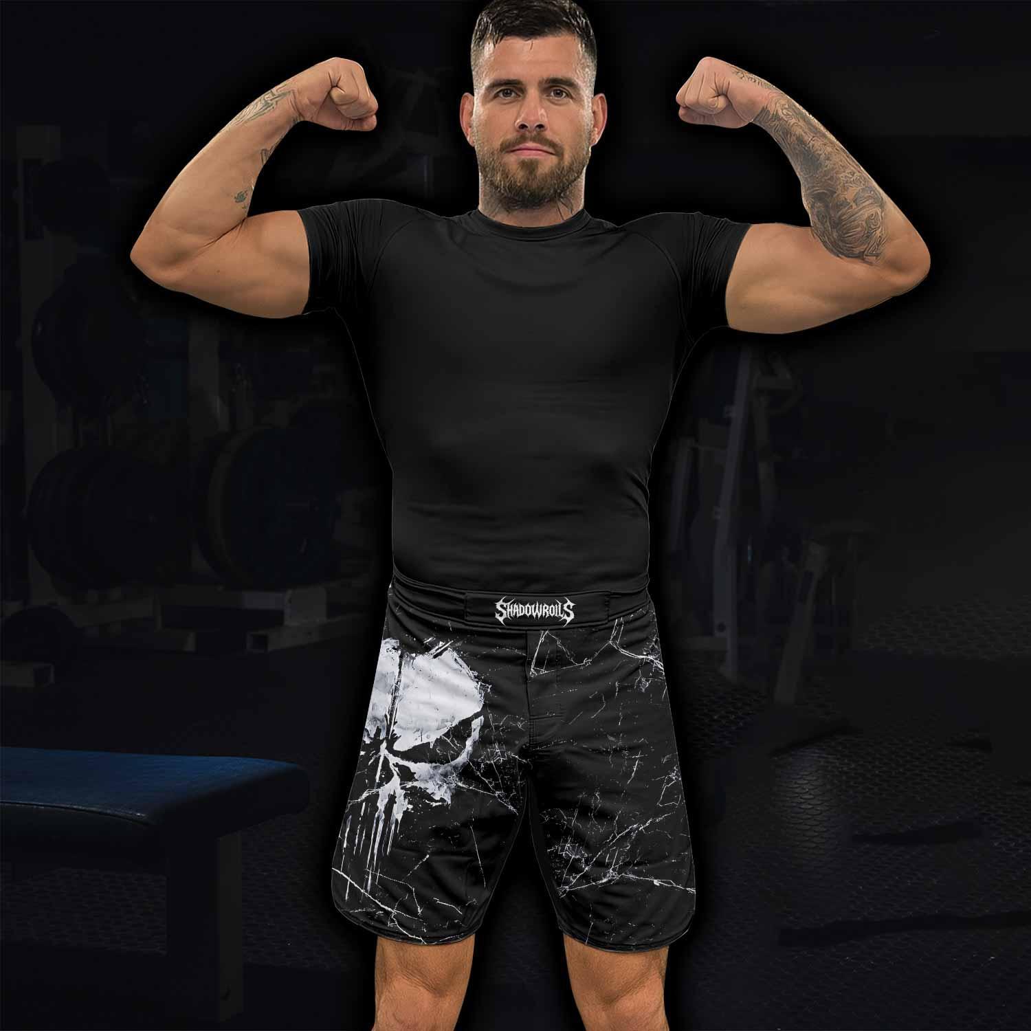 Punisher War Skull Fight Shorts - lifestyle view