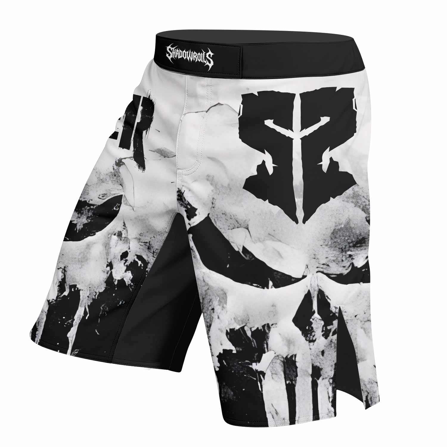Punisher Ghost Skull Fight Shorts - left side mockup