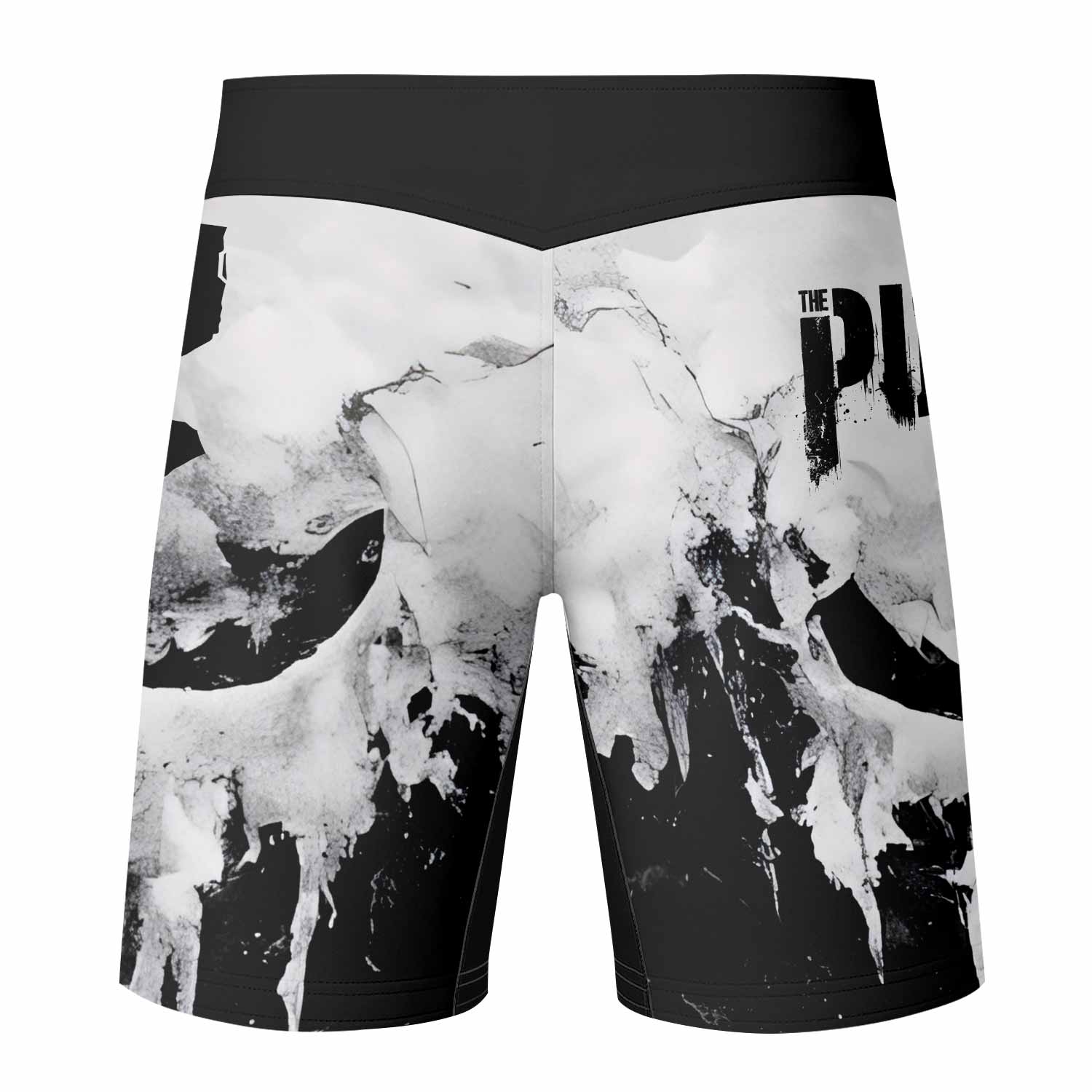 Punisher Ghost Skull Fight Shorts - back view mockup
