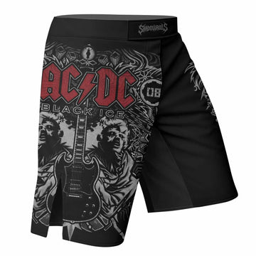 AC/DC Black Ice Fight Shorts - right side mockup