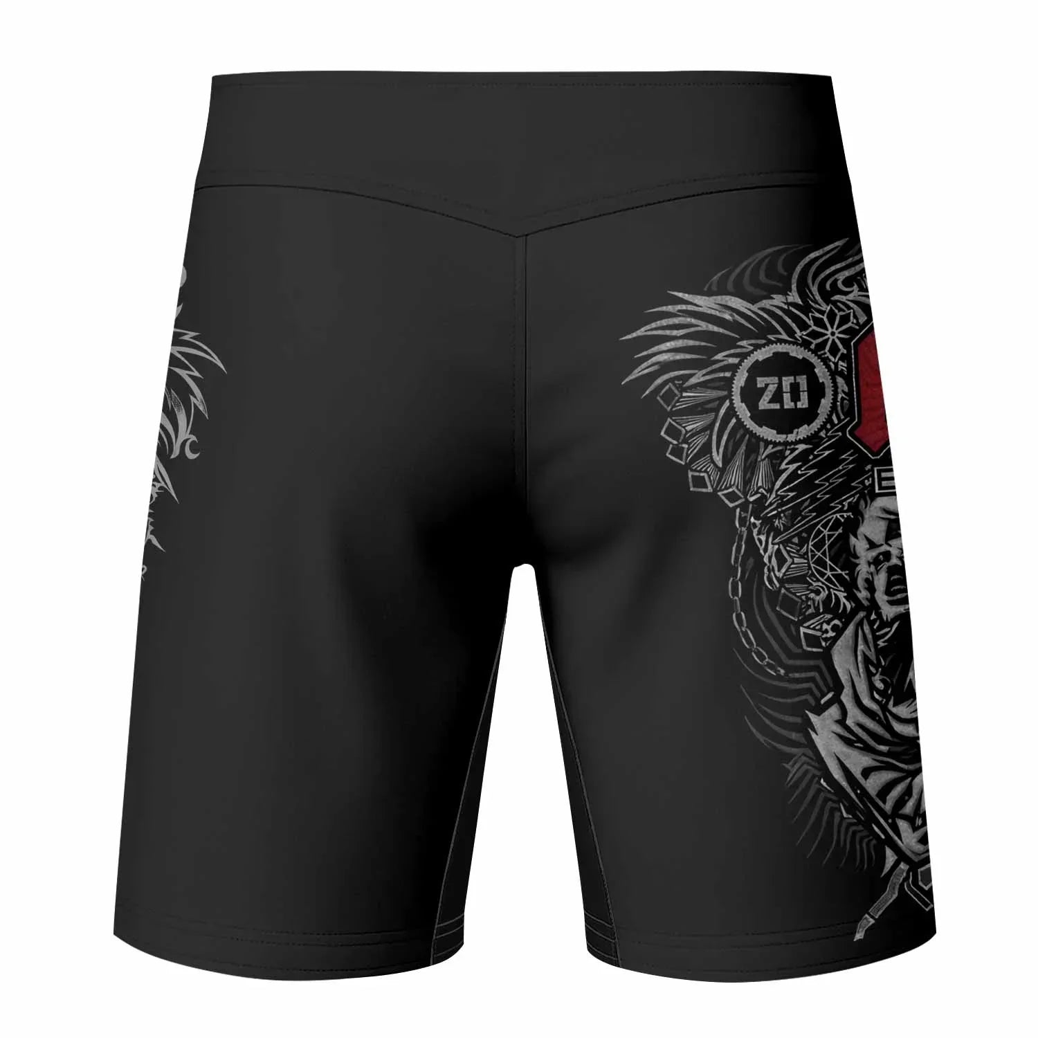 AC/DC Black Ice Fight Shorts - back view mockup