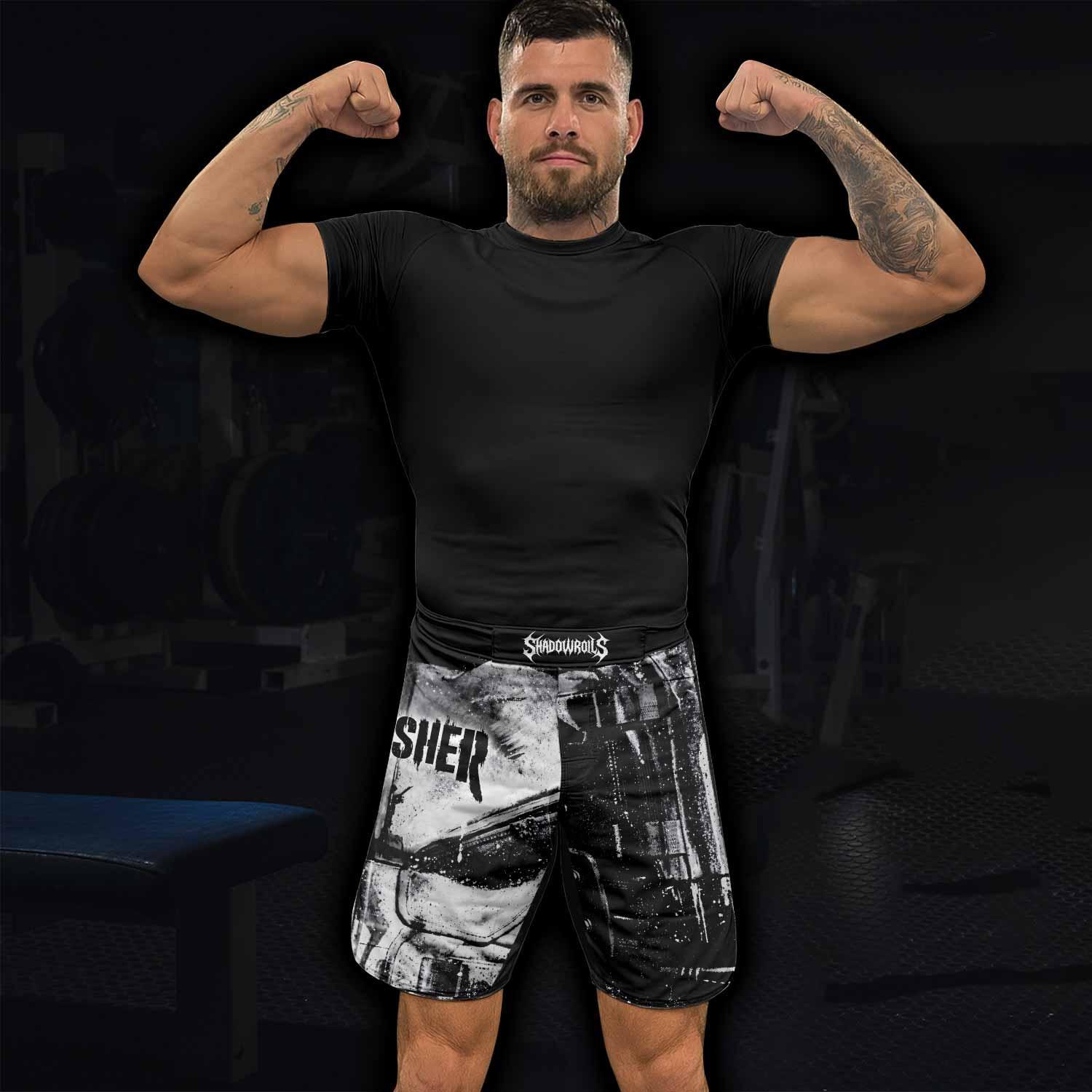The Punisher War Mask Fight Shorts - lifestyle view