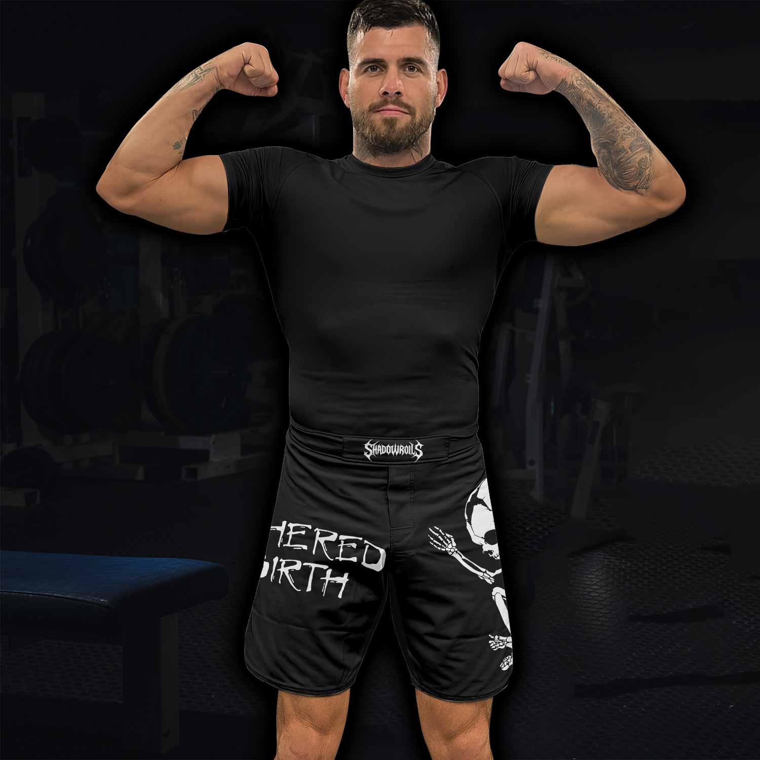 Cannibal Corpse Butchered at Birth Fight Shorts - lifestyle view