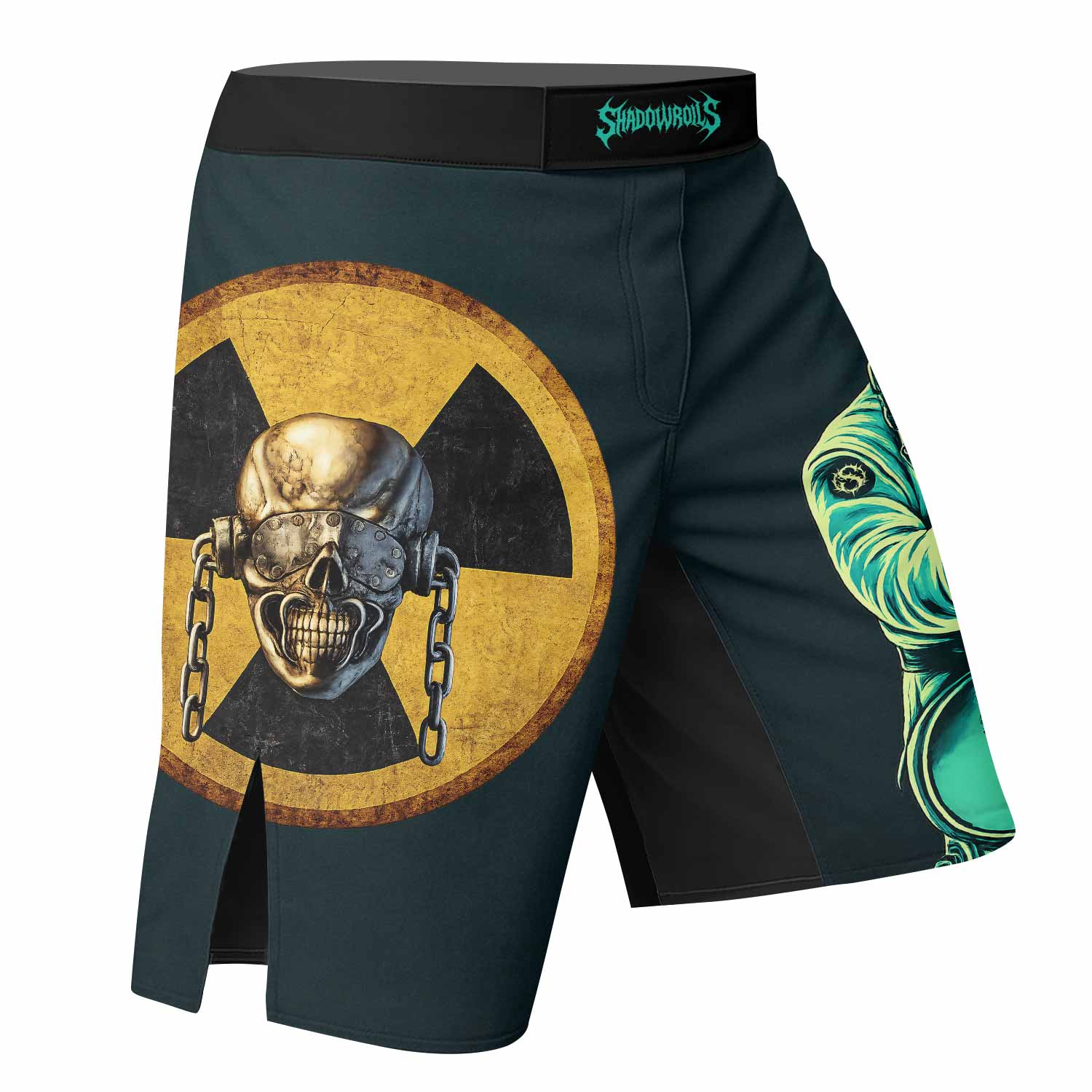 Megadeth Nuclear Skull Fight Shorts - right side mockup