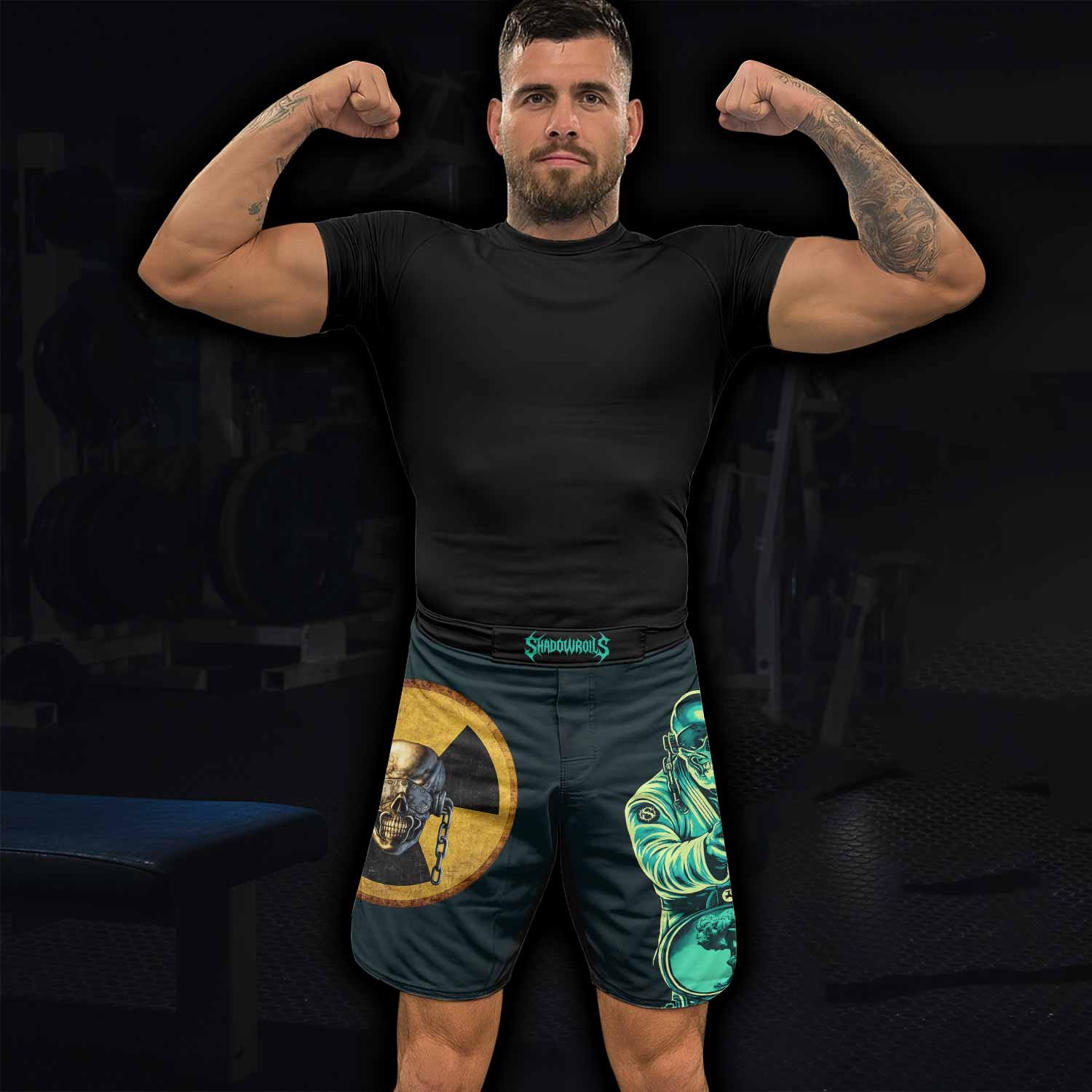 Megadeth Nuclear Skull Fight Shorts - lifestyle view