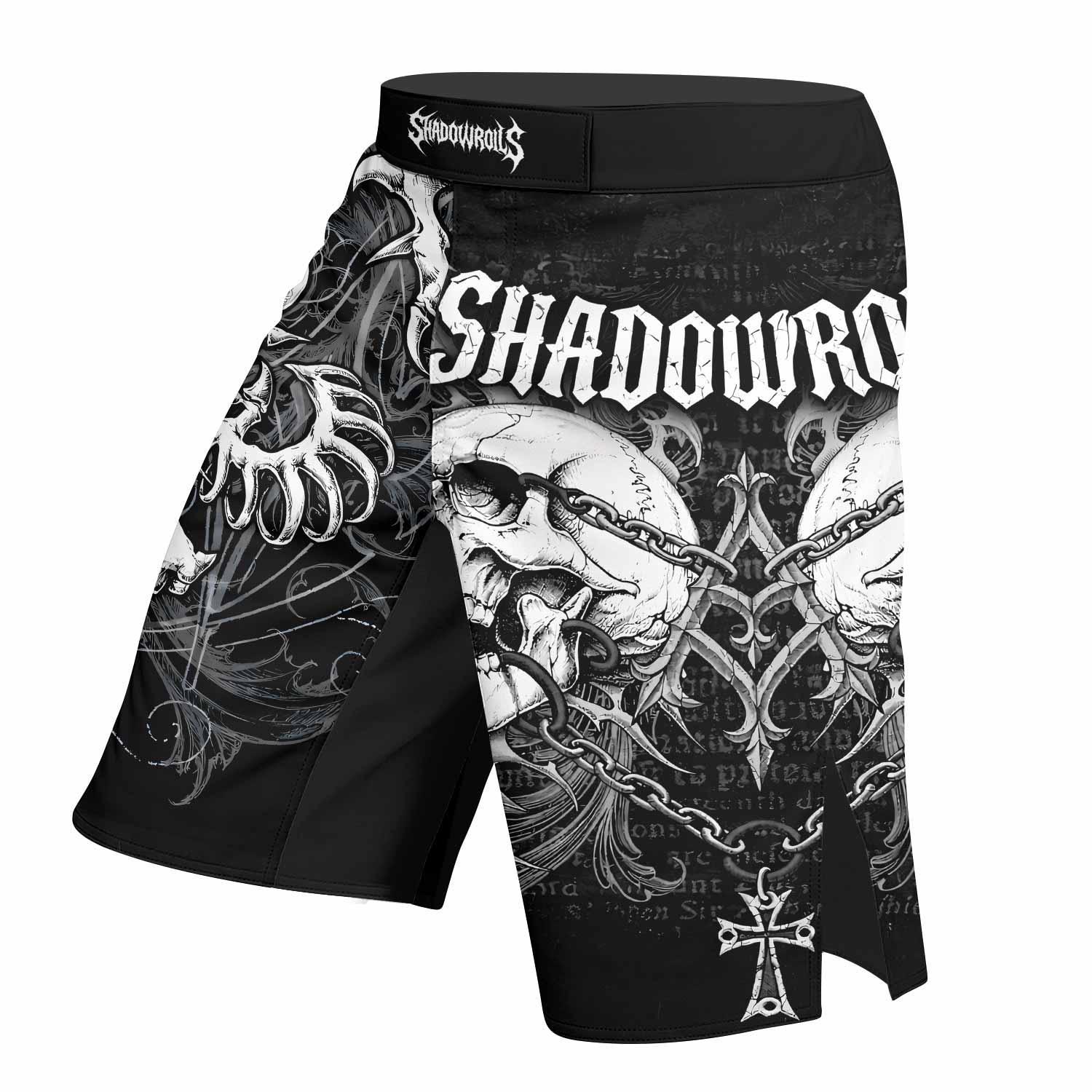 Shadowrolls Skull Cross Fight Shorts - left side mockup