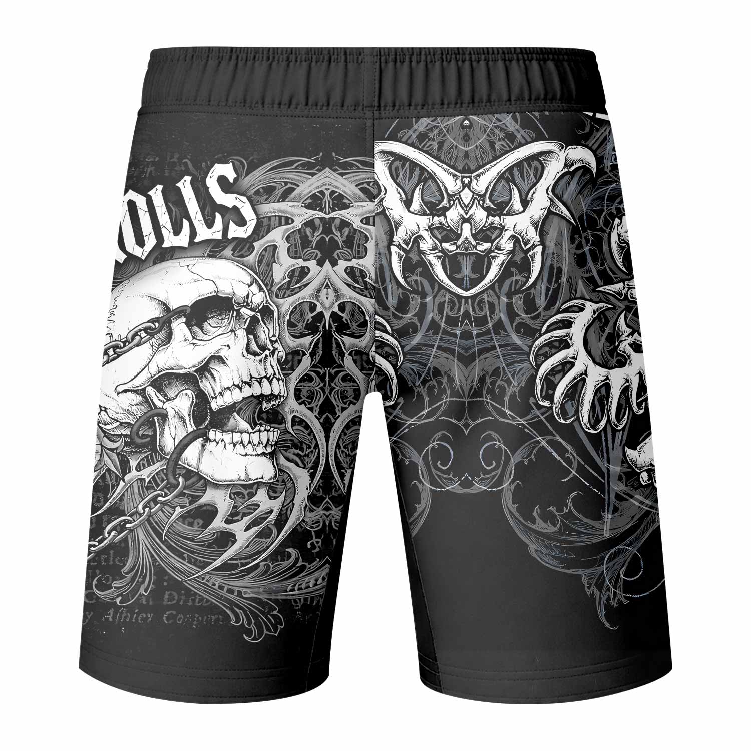 Shadowrolls Skull Cross Fight Shorts - back view mockup