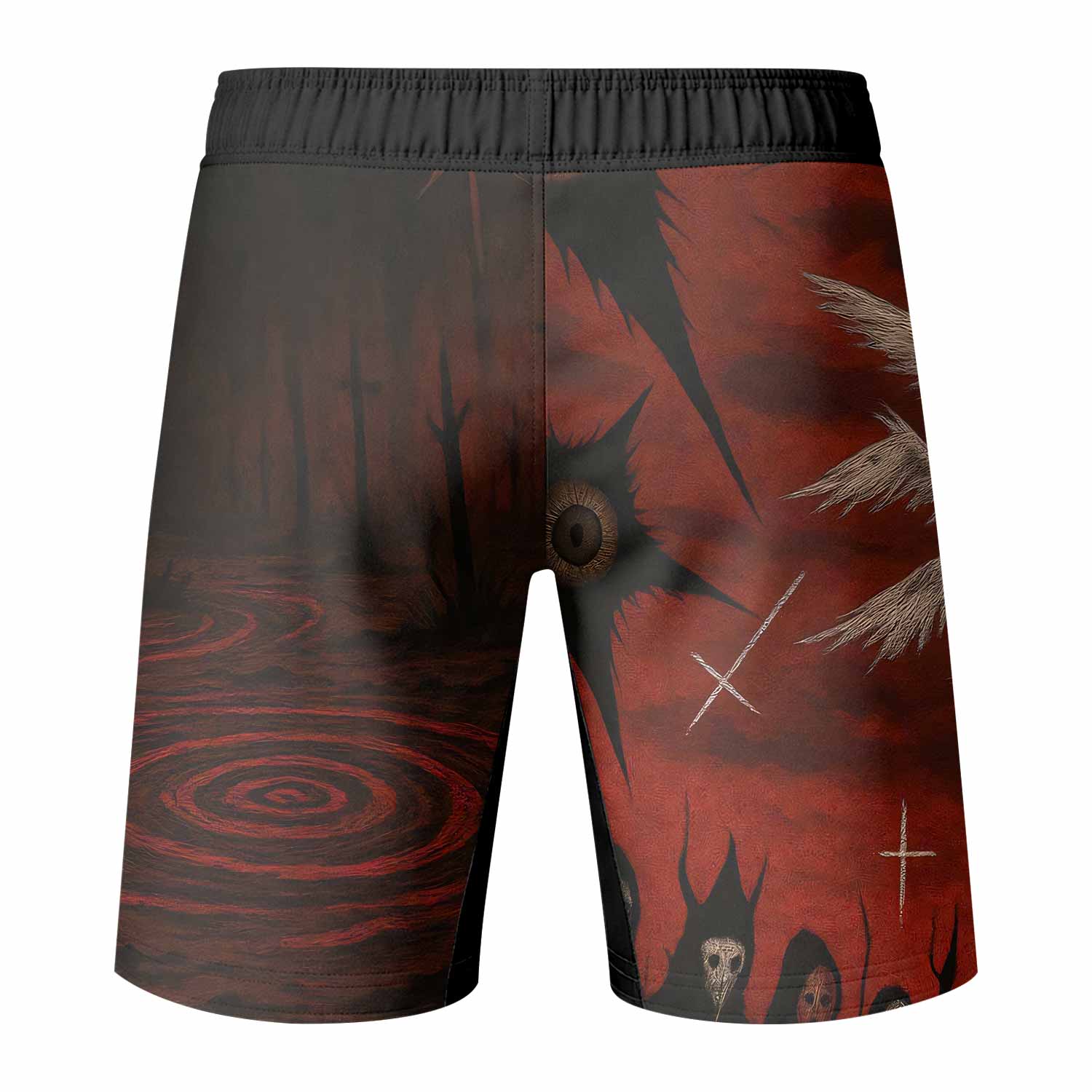 Occult Fallen Seraph Ritual Fight Shorts - back view mockup