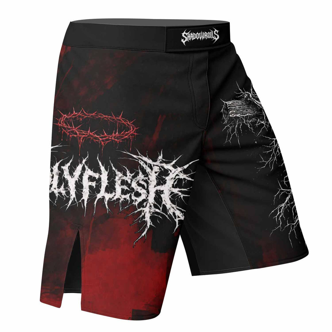 Holy Flesh Crown of Thorns Fight Shorts - right side mockup
