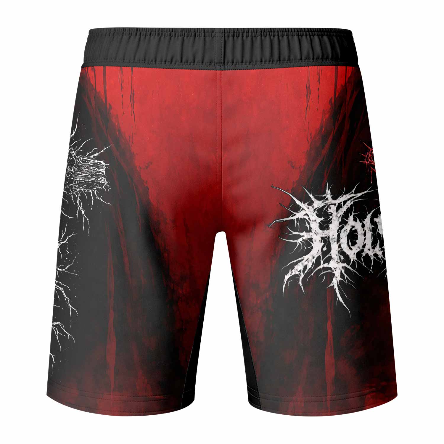 Holy Flesh Crown of Thorns Fight Shorts - back view mockup