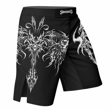 Gothic Bone Skull Fight Shorts - right side mockup