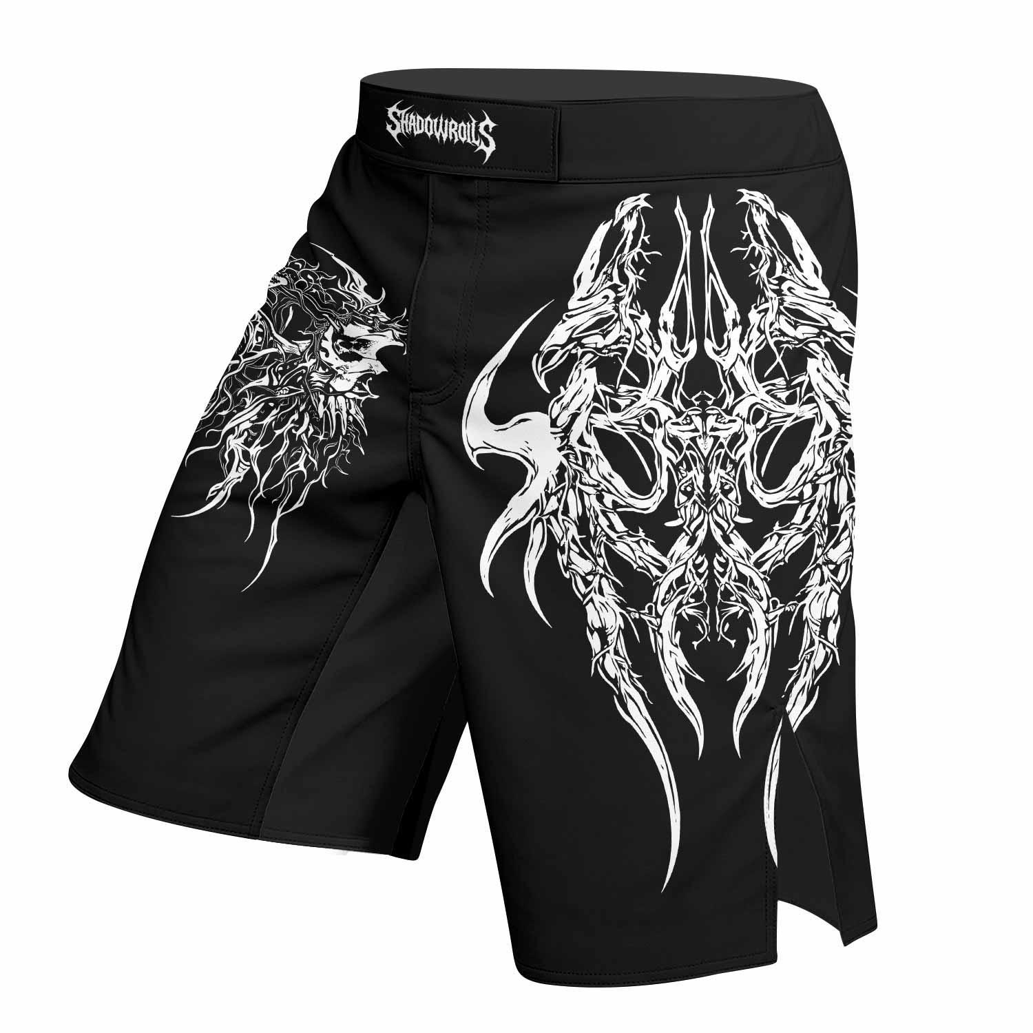 Gothic Bone Skull Fight Shorts - left side mockup