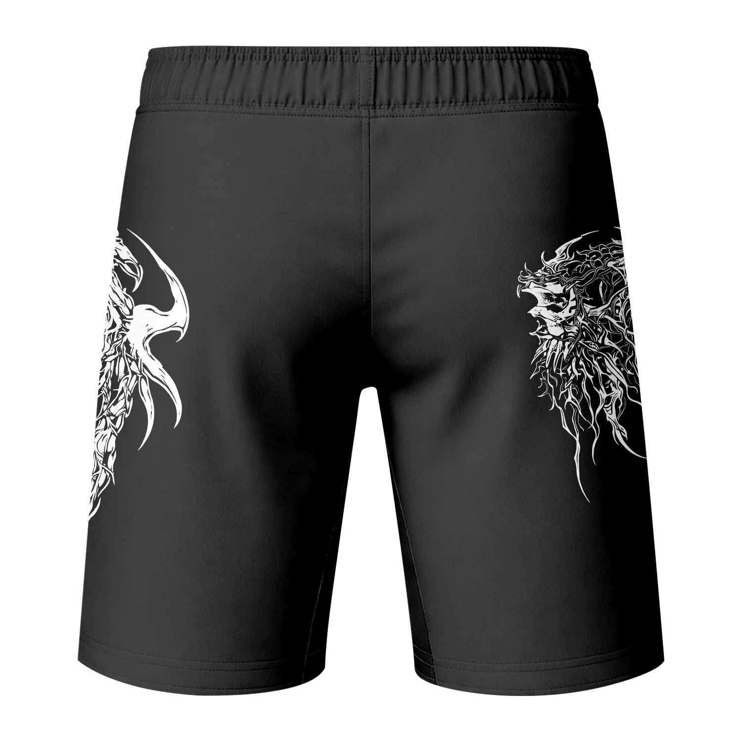Gothic Bone Skull Fight Shorts - back view mockup